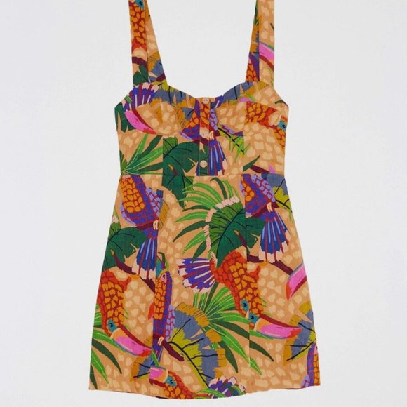 FARM Rio. Sand Painted Toucans Mini Dress Small - Picture 2 of 15